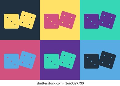 Pop art Game dice icon isolated on color background. Casino gambling.  Vector Illustration
