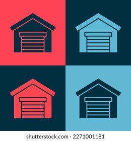 Pop art Garage icon isolated on color background.  Vector Illustration