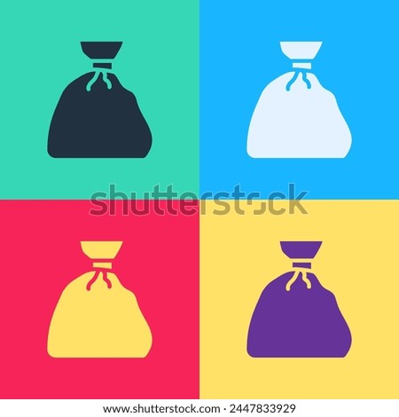 Pop art Garbage bag icon isolated on color background.  Vector Illustration