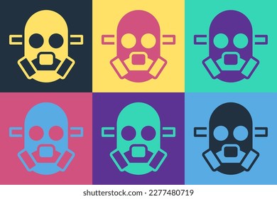 Pop-Art Gasmaske Symbol einzeln auf Farbhintergrund. Respiratorzeichen.  Vektorgrafik