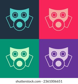 Pop art Gas mask icon isolated on color background. Respirator sign.  Vector