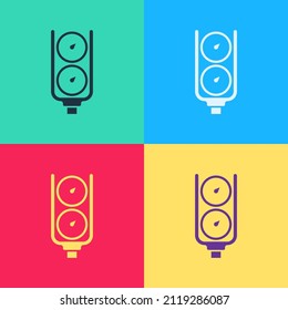Pop art Gauge scale icon isolated on color background. Satisfaction, temperature, manometer, risk, rating, performance, speed tachometer.  Vector