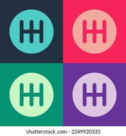 Pop art Gear shifter icon isolated on color background. Transmission icon.  Vector