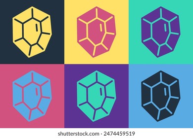 Pop-Kunst Edelstein-Ikone isoliert auf farbigem Hintergrund. Schmucksymbol. Diamant.  Vektorgrafik