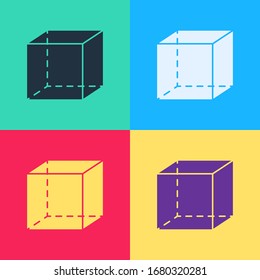 Pop art Geometric figure Cube icon isolated on color background. Abstract shape. Geometric ornament.  Vector Illustration