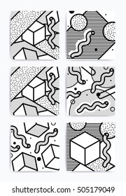 Pop art geometric pattern set with bright bold blocks. Material Design Background in Black and White. Prospectus, poster, magazine, broadsheet, leaflet, book