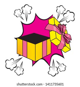 Pop art gift box cartoon