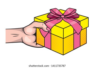 Pop art gift box cartoon