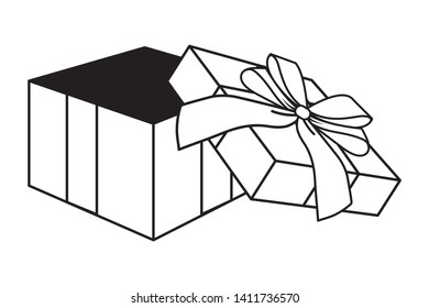 Pop art gift box cartoon in black and white