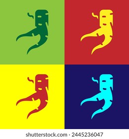 Pop art Ginger root icon isolated on color background.  Vector