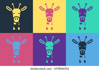 Pop art Giraffe head icon isolated on color background. Animal symbol.  Vector
