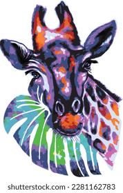 pop art giraffe nature paint