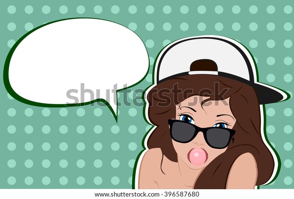 Image vectorielle de stock de Pop Art Girl Glasses Fashion