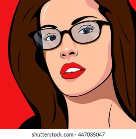 Pop Art Girl . Hollywood Movie Star.Vintage Advertising Poster. Vector Illustration