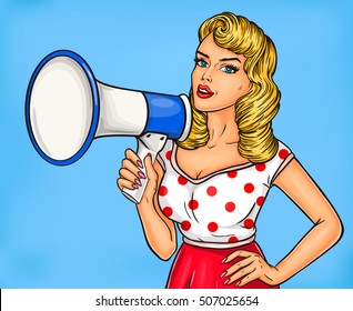 Pop Art Girl With Megaphone