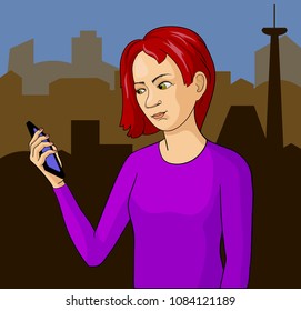 pop art girl with phone