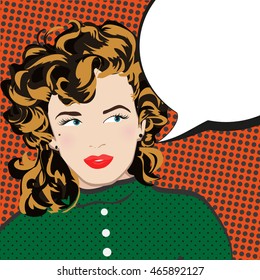 pop art girl in retro style. woman in comic book style. vector illustration