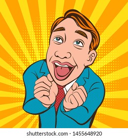 Pop art glad man.retro vector illustration comic cartoon vintage kitsch