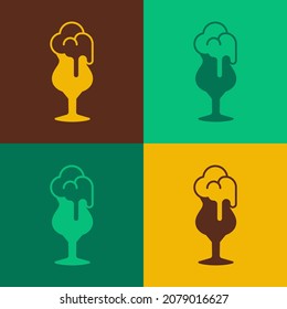 Pop art Glass of beer icon isolated on color background.  Vector