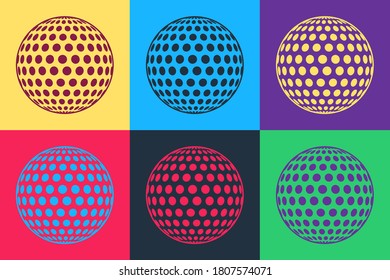 Pop art Golf icon isolated on color background. Vector.