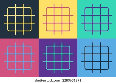 Icono de papel gráfico Pop art Grid aislado en fondo de color.  Ilustración vectorial