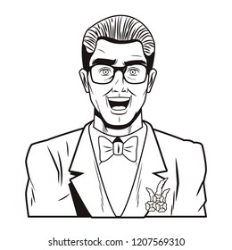Pop art groom cartoon