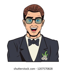 Pop art groom cartoon