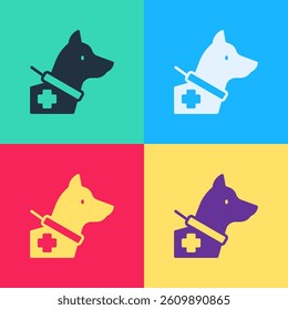 Pop art Guide dog icon isolated on color background.  Vector
