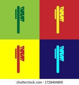 Pop art Hairbrush icon isolated on color background. Comb hair sign. Barber symbol. Vector Illustration