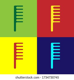 Pop art Hairbrush icon isolated on color background. Comb hair sign. Barber symbol. Vector Illustration