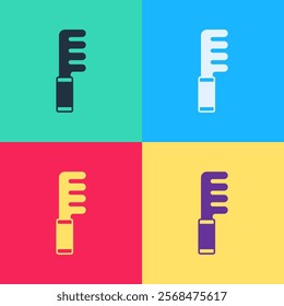 Pop art Hairbrush icon isolated on color background. Comb hair sign. Barber symbol.  Vector