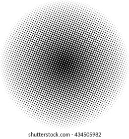 Pop Art  Halftone Background, Black Dots in the Form of a Circle on a White Background,   Retro Style, Vector Illustration