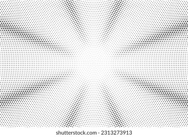 Fondo de medio tono de arte pop. Patrón de estallido cómico. Efecto de quemadura solar verde. Cartel de caricatura con puntos y rayos. Textura de tono de dúo vintage. Ilustración vectorial.