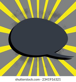 Pop art halftone background. Comic starburst pattern. Vintage duotone texture. White empty speech comic bubble with  stars and dots background. Vector illustration.