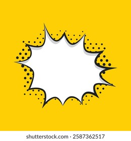 Pop art halftone background. Comic starburst pattern. yellow banner with star speech bubble. Vintage duotone texture. Gradient comic boom design. Cartoon superhero print. Vector illustration.