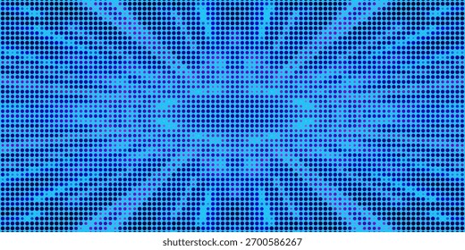 Fondo de semitono de arte Pop. Patrón de estallido estelar cómico. Anuncio azul con la burbuja del discurso de la estrella. Antiguas textura duotona. Gradiente wow diseño. Estampado de superhéroes de dibujos animados. Ilustración vectorial.