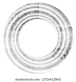 Marco circular de semitono de arte Pop. Patrón de puntos de forma de círculos en estilo pop art. Abstractas textura moderna con estilo. Patrón geométrico de Ilustración vectorial. Elementos de diseño redondos para su contenido.