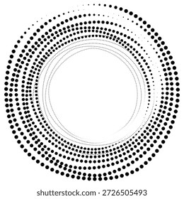 Marco circular de semitono de arte Pop. Patrón de puntos de forma de círculos en estilo pop art. Abstractas textura moderna con estilo. Patrón geométrico de Ilustración vectorial. Elementos de diseño redondos para su contenido.