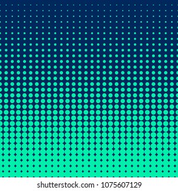 Pop Art Halftone Dotted seamless background. Halftone blue dots on dark background.