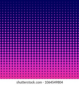 Pop art Halftone Seamless background. Halftone violet dots on blue background.