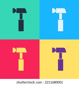 Pop art Hammer icon isolated on color background. Tool for repair.  Vector