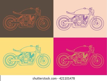 Pop Art Hand Drawn Motorcycle Vector