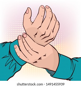 Pop Art Hand Joint Pain Illustration.