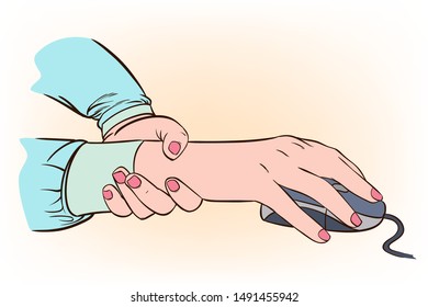 Pop Art hand joint pain illustration.