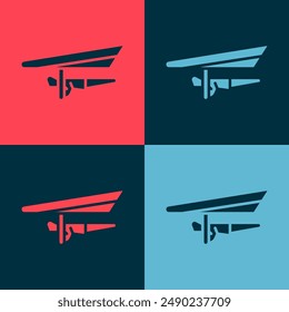 Pop art Hang glider icon isolated on color background. Extreme sport.  Vector Illustration