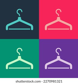 Pop art Hanger wardrobe icon isolated on color background. Cloakroom icon. Clothes service symbol. Laundry hanger sign. Vector