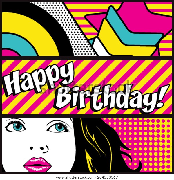 Pop Art Happy Birthday Card Vector Stock Vector Royalty Free 284558369