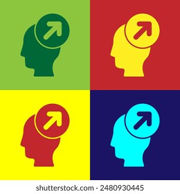 Icono de concepto de caza de cabeza de arte Pop aislado sobre fondo de color. Objetivo de negocio o signo de empleo. Recursos humanos y contratación para empresas. Vector