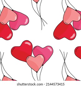 Pop Art Heart Balloon Pattern With Transparent Background