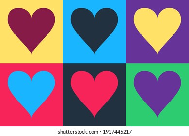 Pop art Heart icon isolated on color background. Love symbol. Valentine's Day sign. Vector.